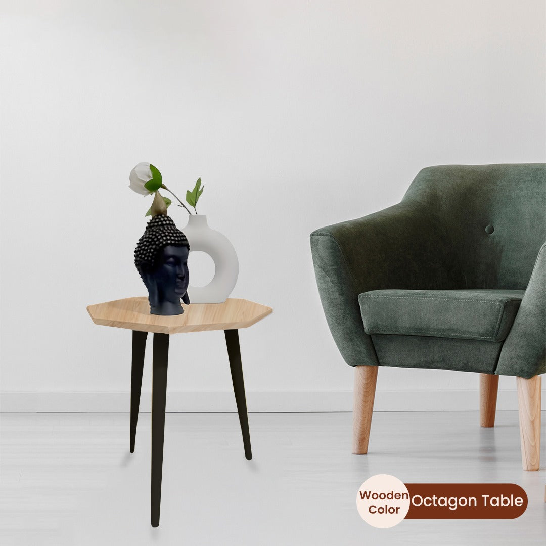 Octagon Coffee Side table (16 Inches Top & 20.5 Inches Height ) with Solid Wooden legs