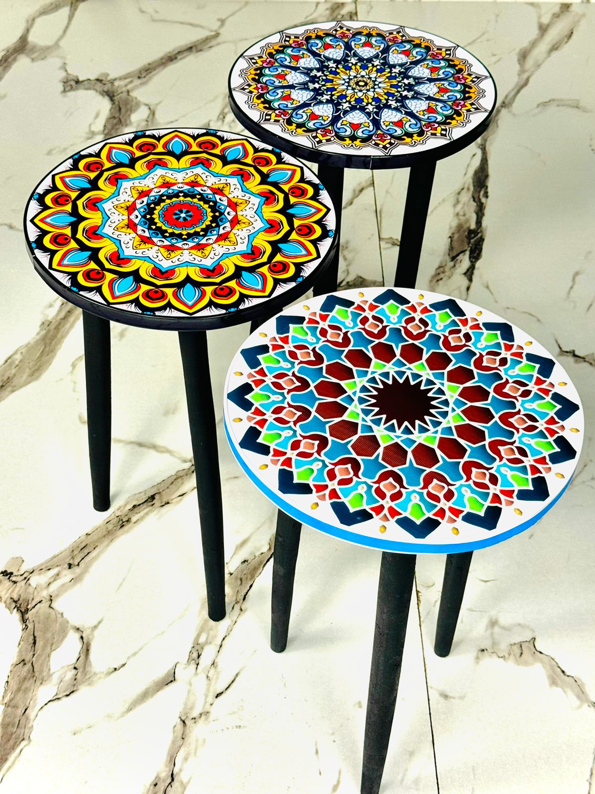 Traditional Design Waterproof Wooden Round Side Tables with Wooden Legs