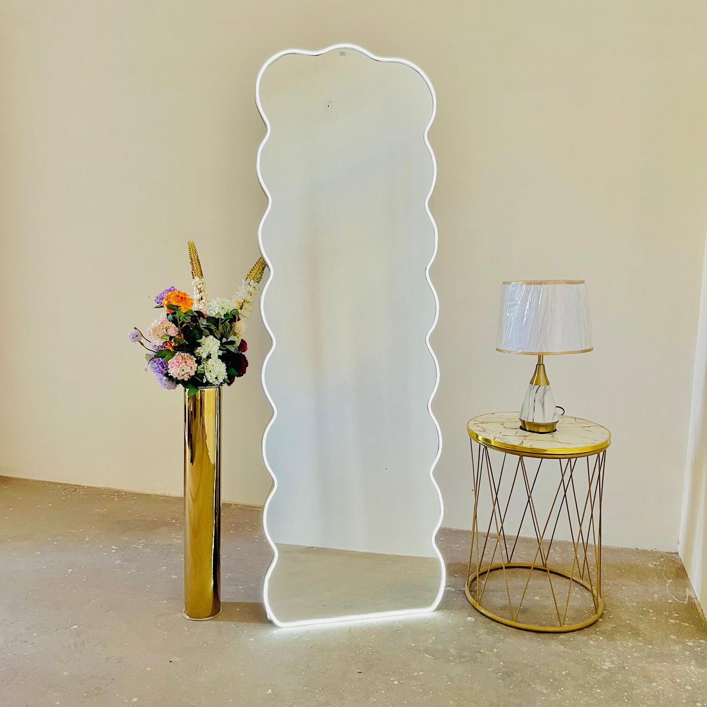 Standing Bubble Full length Mirror With LED Light