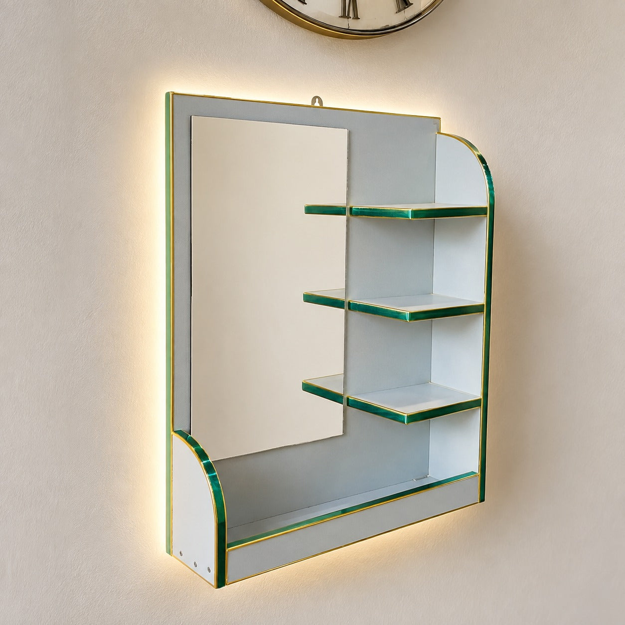 New & Upgraded Wall Mounted Dressing Table Wall ( Mirror With Shelves )