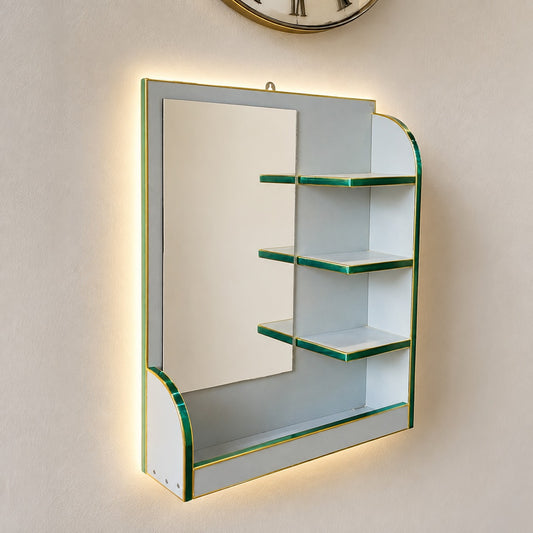 New & Upgraded Wall Mounted Dressing Table Wall ( Mirror With Shelves )