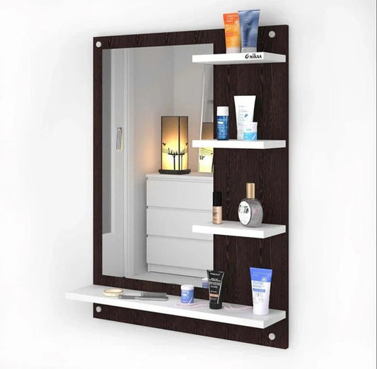 Wall Mounted Dressing Table Wall ( Mirror With Shelves )